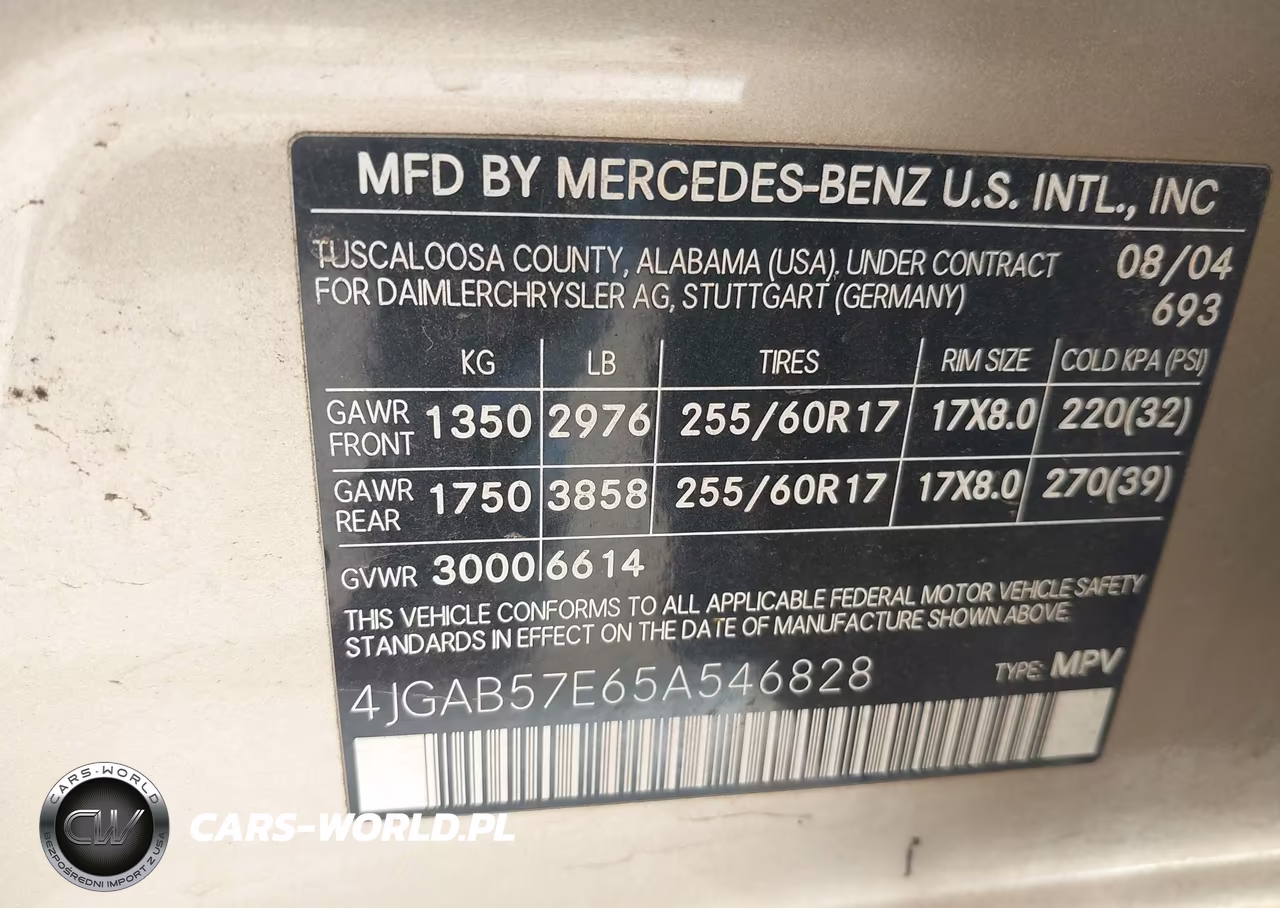 2005 Mercedes-Benz Ml 350 4Matic VIN:4JGAB57E65A546828 - 9