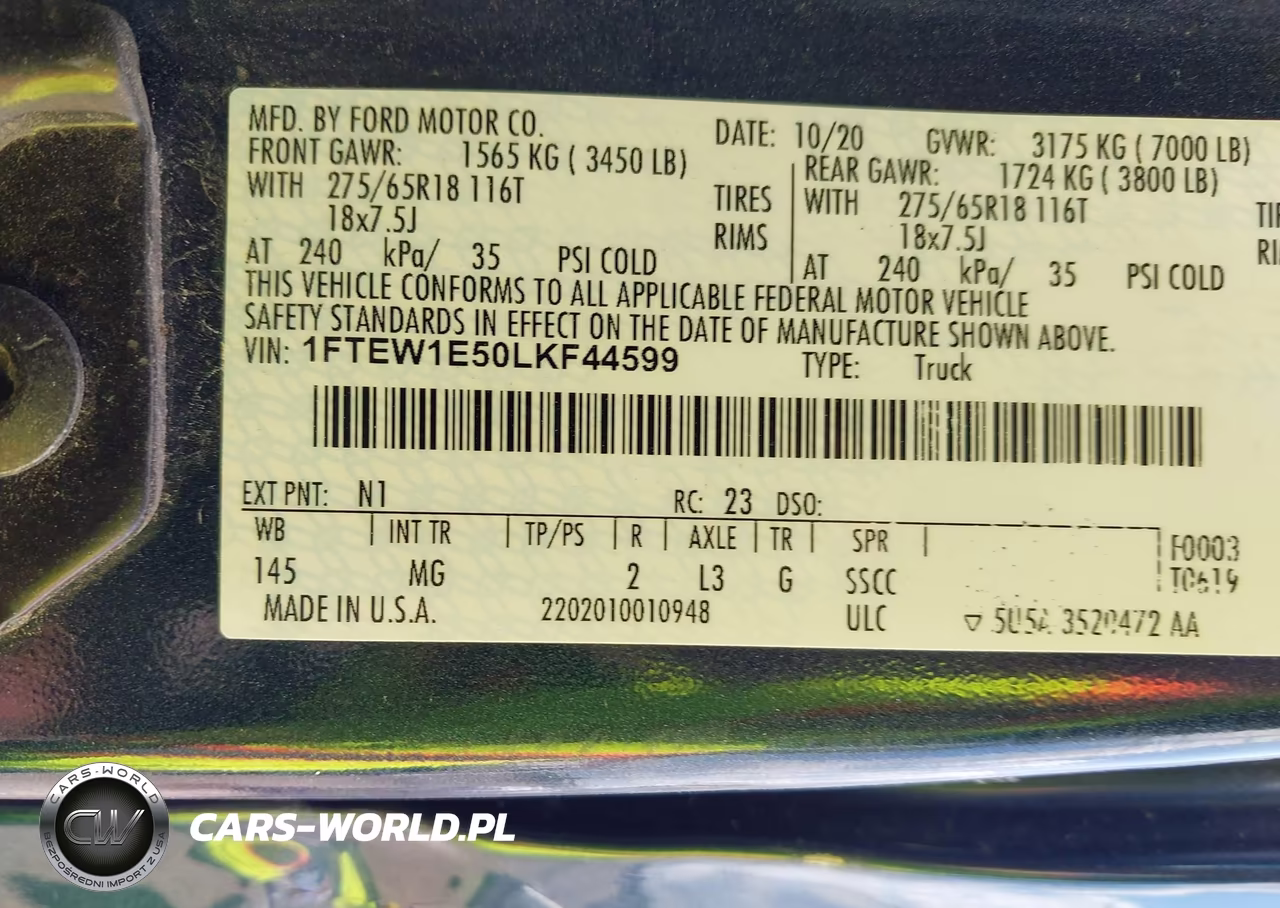 2020 Ford F-150 Xlt VIN:1FTEW1E50LKF44599 - 9