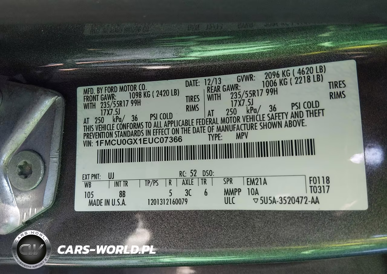2014 Ford Escape Se VIN:1FMCU0GX1EUC07366 - 9