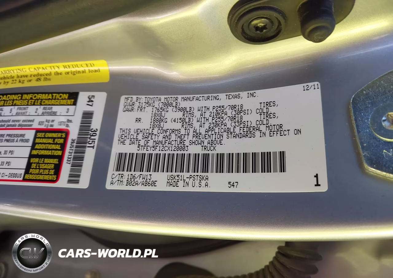 2012 Toyota Tundra Grade 5.7L V8 VIN:5TFEY5F12CX120003 - 9