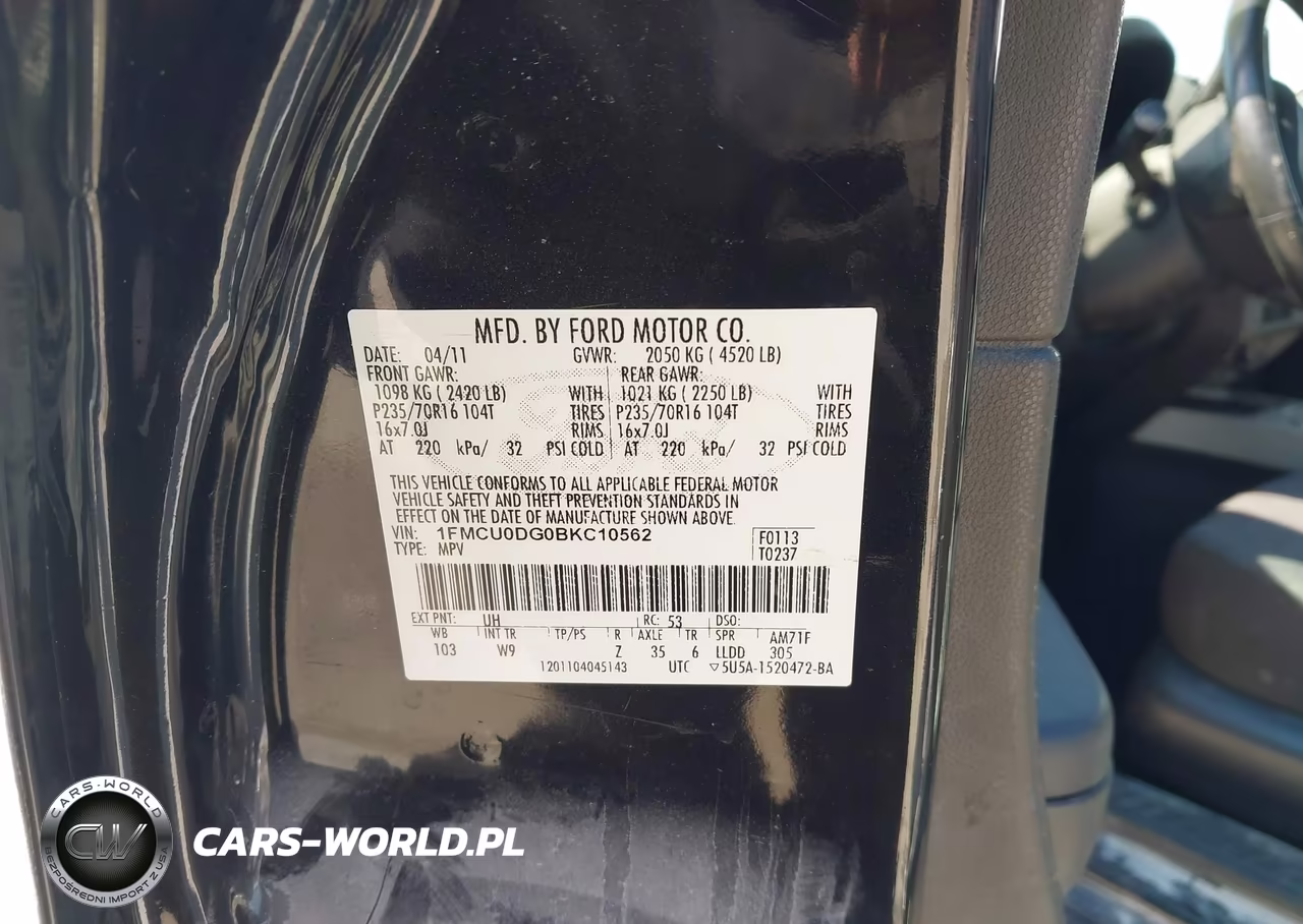 2011 Ford Escape Xlt VIN:1FMCU0DG0BKC10562 - 9