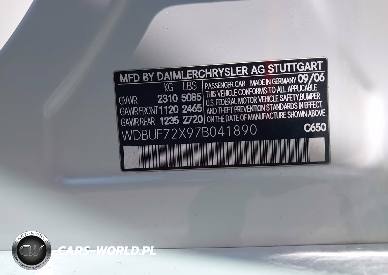2007 Mercedes-Benz E 550 VIN:WDBUF72X97B041890 - 9