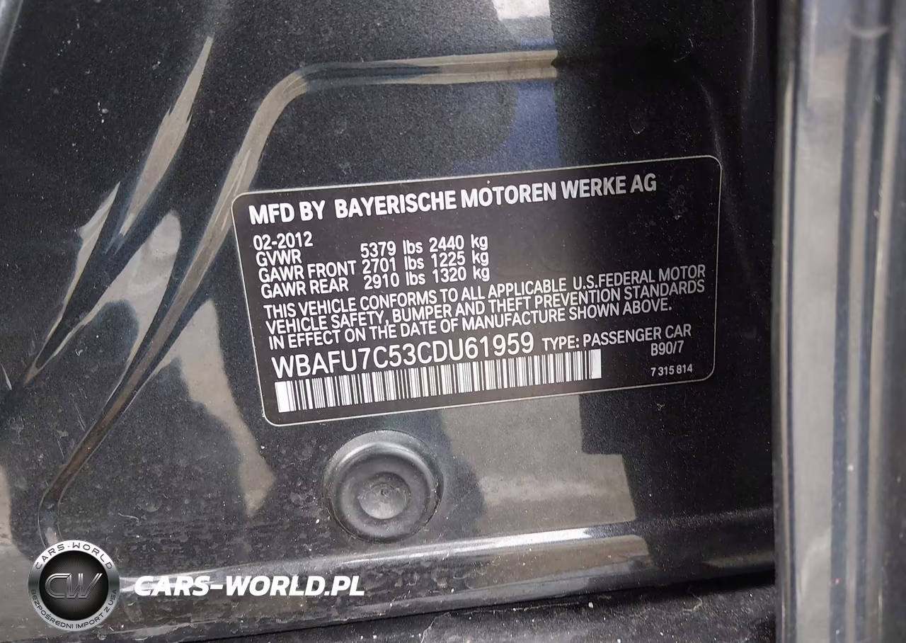 2012 BMW 535I xDrive VIN:WBAFU7C53CDU61959 - 9