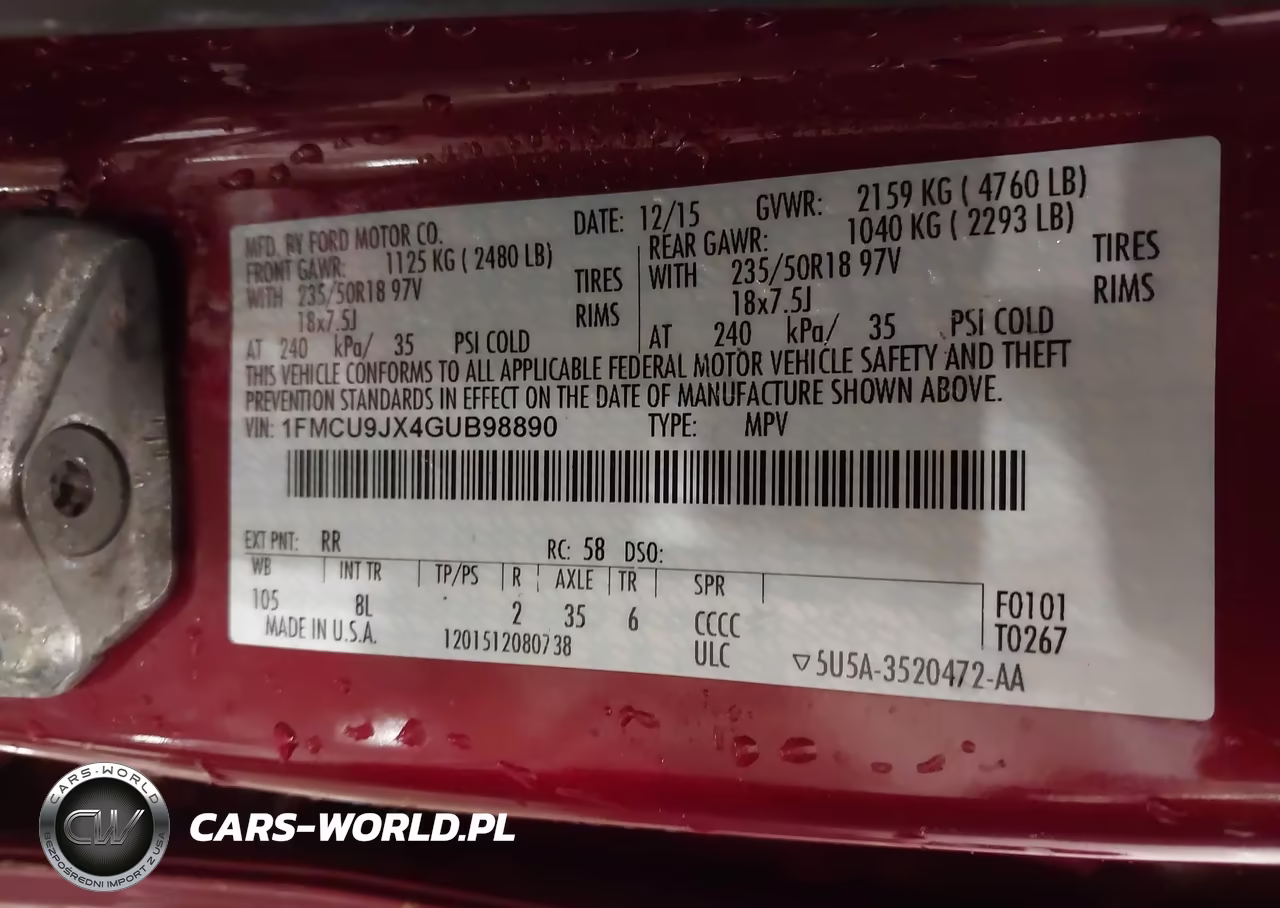 2016 Ford Escape Titanium VIN:1FMCU9JX4GUB98890 - 9