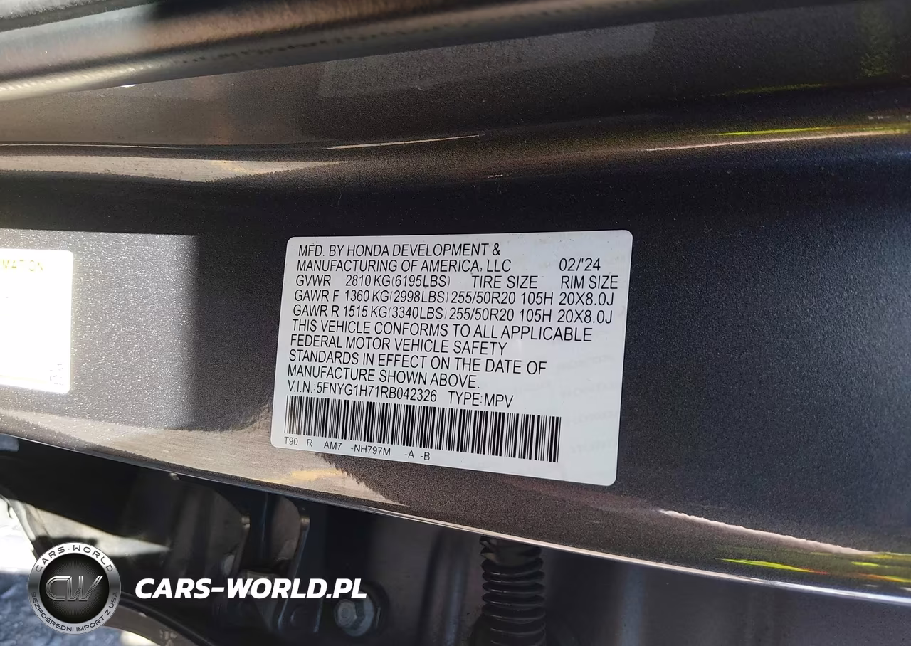 2024 Honda Pilot Touring VIN:5FNYG1H71RB042326 - 9