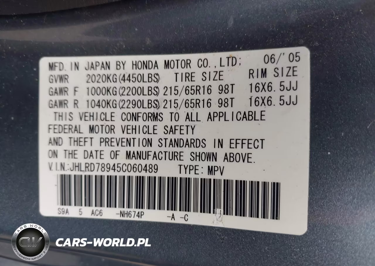 2005 Honda Cr-V Se VIN:JHLRD78945C060489 - 9
