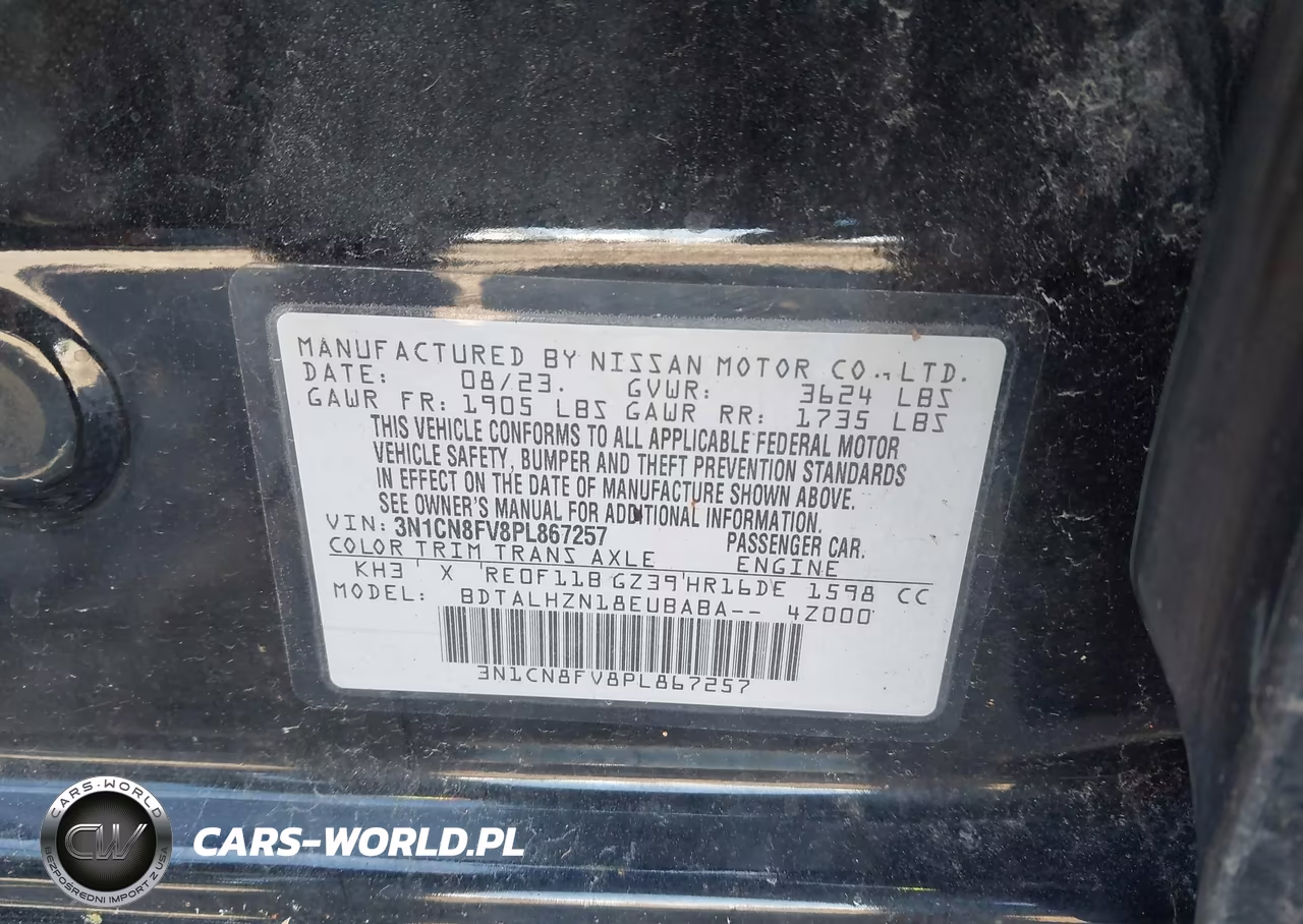 2023 Nissan Versa 1.6 Sr Xtronic Cvt VIN:3N1CN8FV8PL867257 - 9
