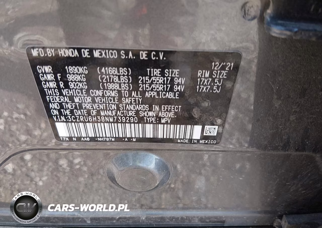 2022 Honda Hr-V Awd Lx VIN:3CZRU6H38NM739290 - 9