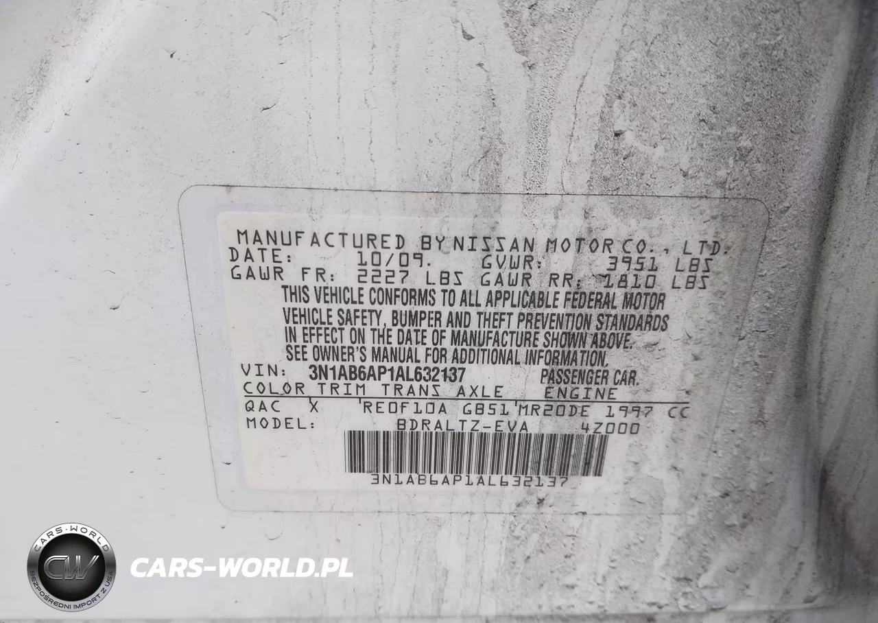 2010 Nissan Sentra 2.0Sr VIN:3N1AB6AP1AL632137 - 9