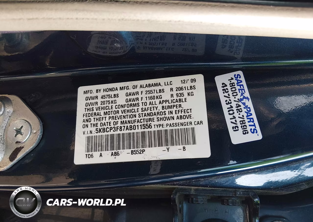 2010 Honda Accord 3.5 Ex-L VIN:5KBCP3F87AB011556 - 9
