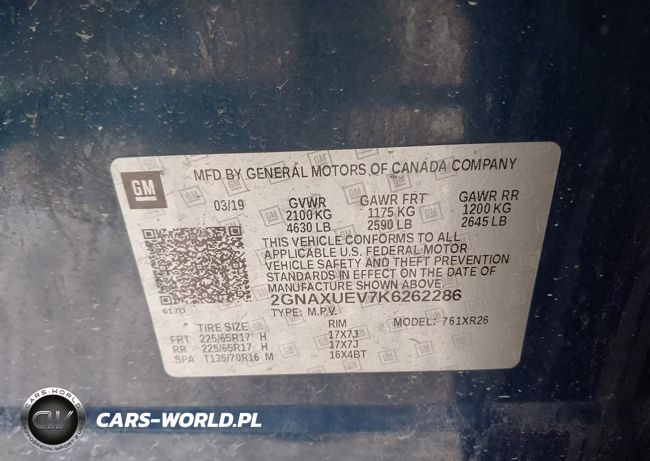 2019 Chevrolet Equinox Lt VIN:2GNAXUEV7K6262286 - 9