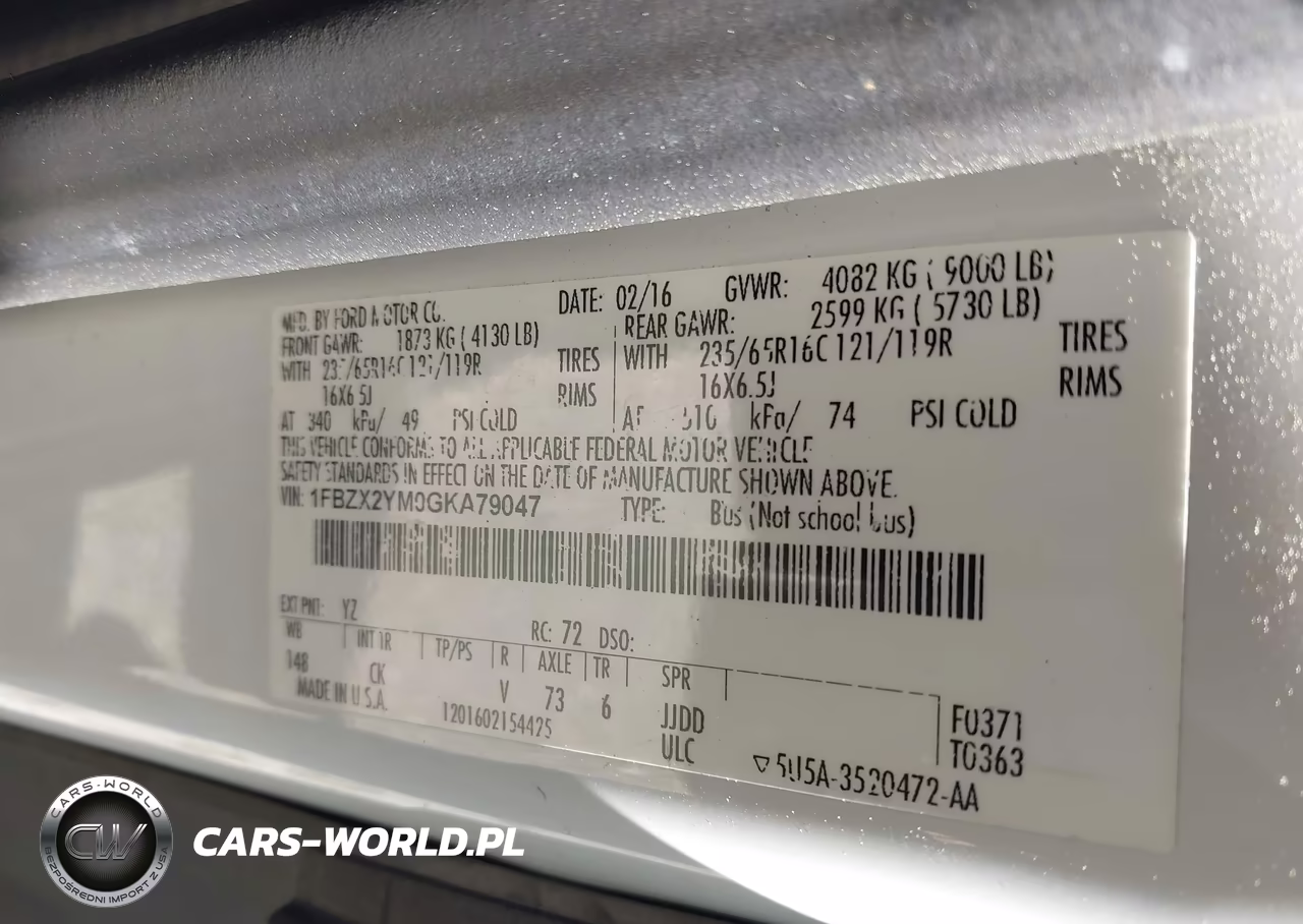 2016 Ford Transit-350 Xlt VIN:1FBZX2YM0GKA79047 - 9