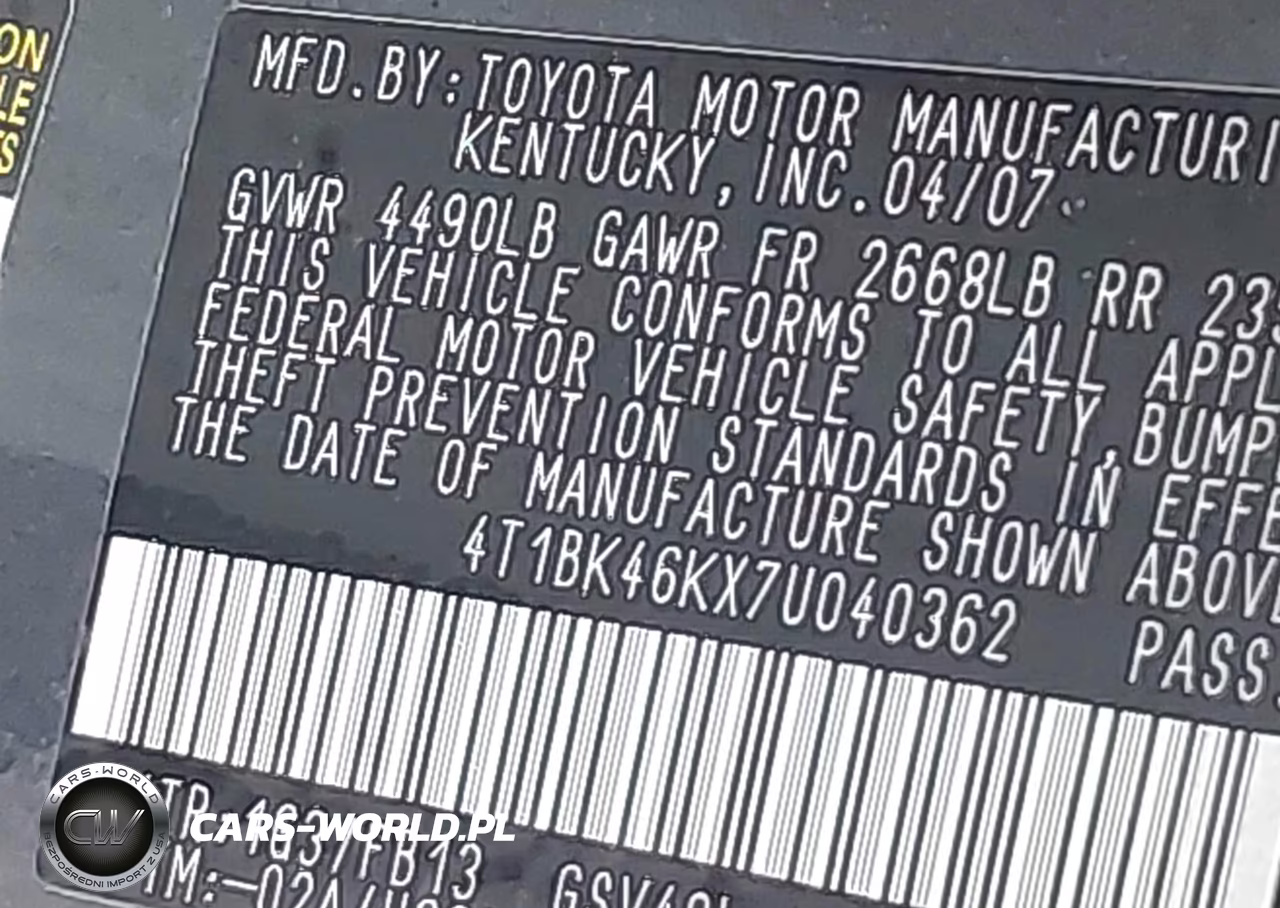 2007 Toyota Camry Le V6 VIN:4T1BK46KX7U040362 - 9