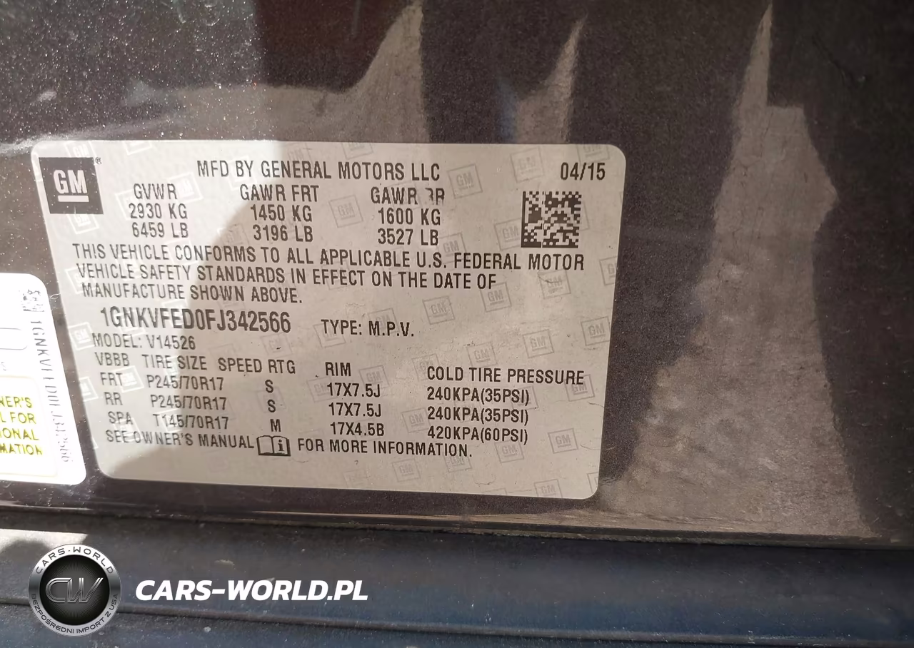 2015 Chevrolet Traverse Ls VIN:1GNKVFED0FJ342566 - 9