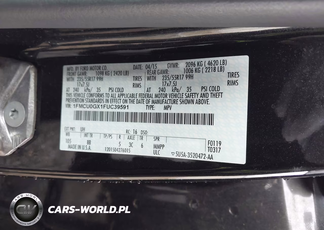 2015 Ford Escape Se VIN:1FMCU0GX1FUC39591 - 9