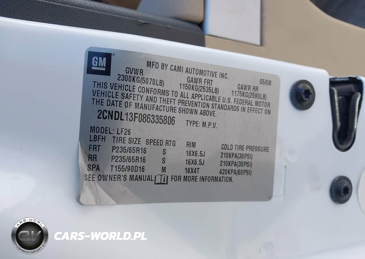 2008 Chevrolet Equinox Ls VIN:2CNDL13F086335806 - 9