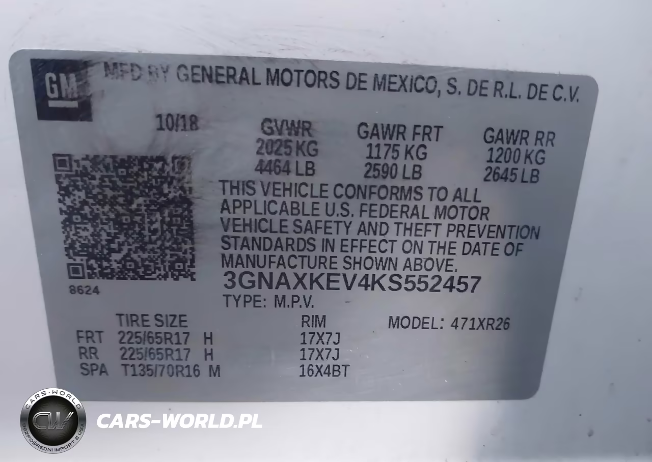 2019 Chevrolet Equinox Lt VIN:3GNAXKEV4KS552457 - 9