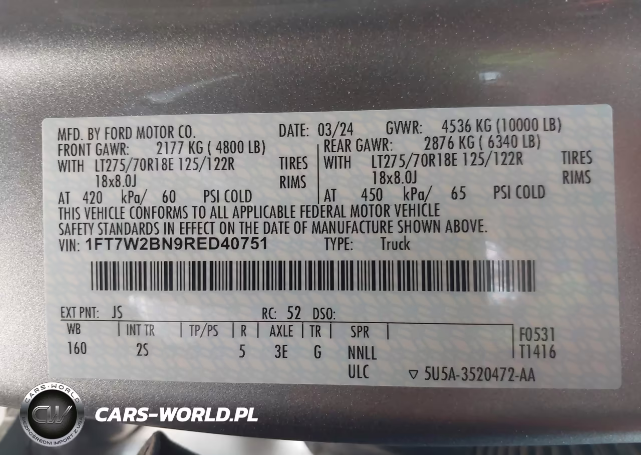 2024 Ford F-250 Xlt VIN:1FT7W2BN9RED40751 - 9