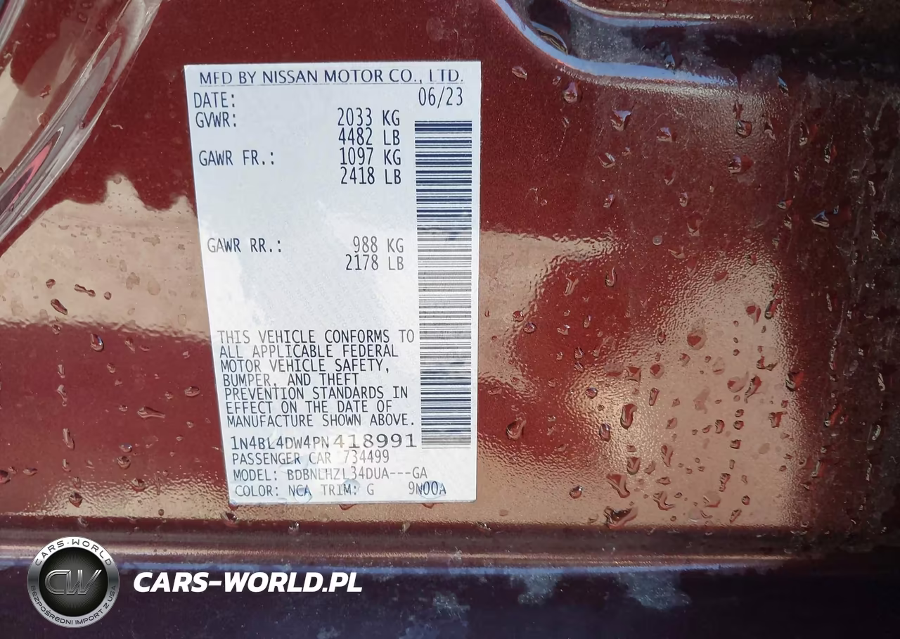 2023 Nissan Altima Sv Intelligent Awd VIN:1N4BL4DW4PN418991 - 9