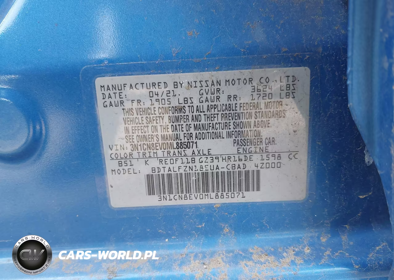 2021 Nissan Versa Sv Xtronic Cvt VIN:3N1CN8EV0ML885071 - 9
