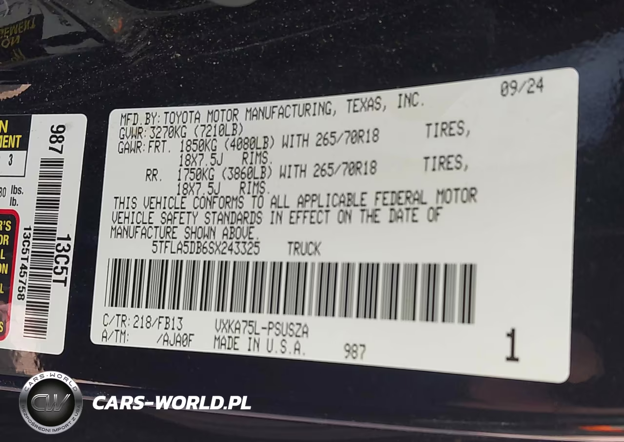 2025 Toyota Tundra Sr5 VIN:5TFLA5DB6SX243325 - 9