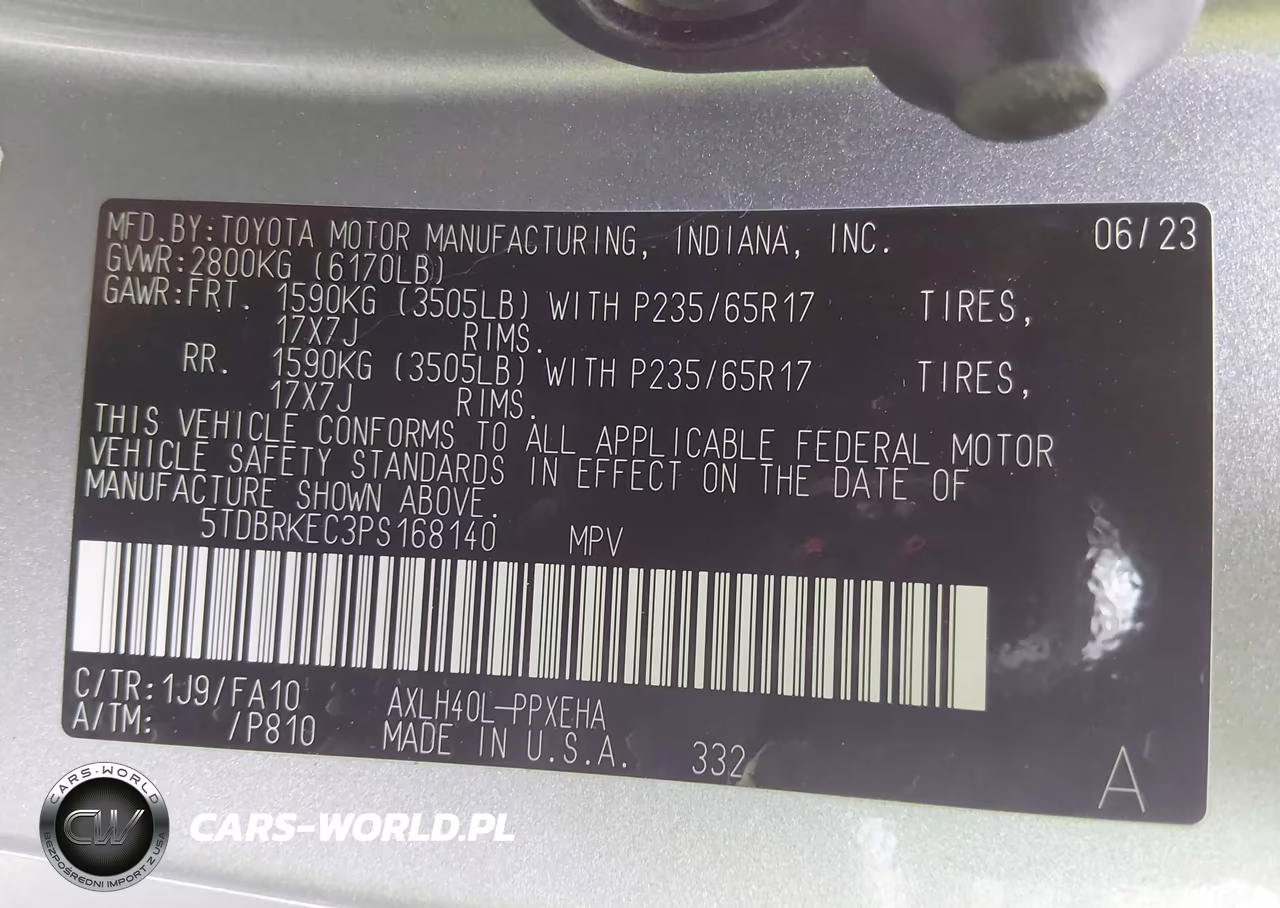 2023 Toyota Sienna Le VIN:5TDBRKEC3PS168140 - 9