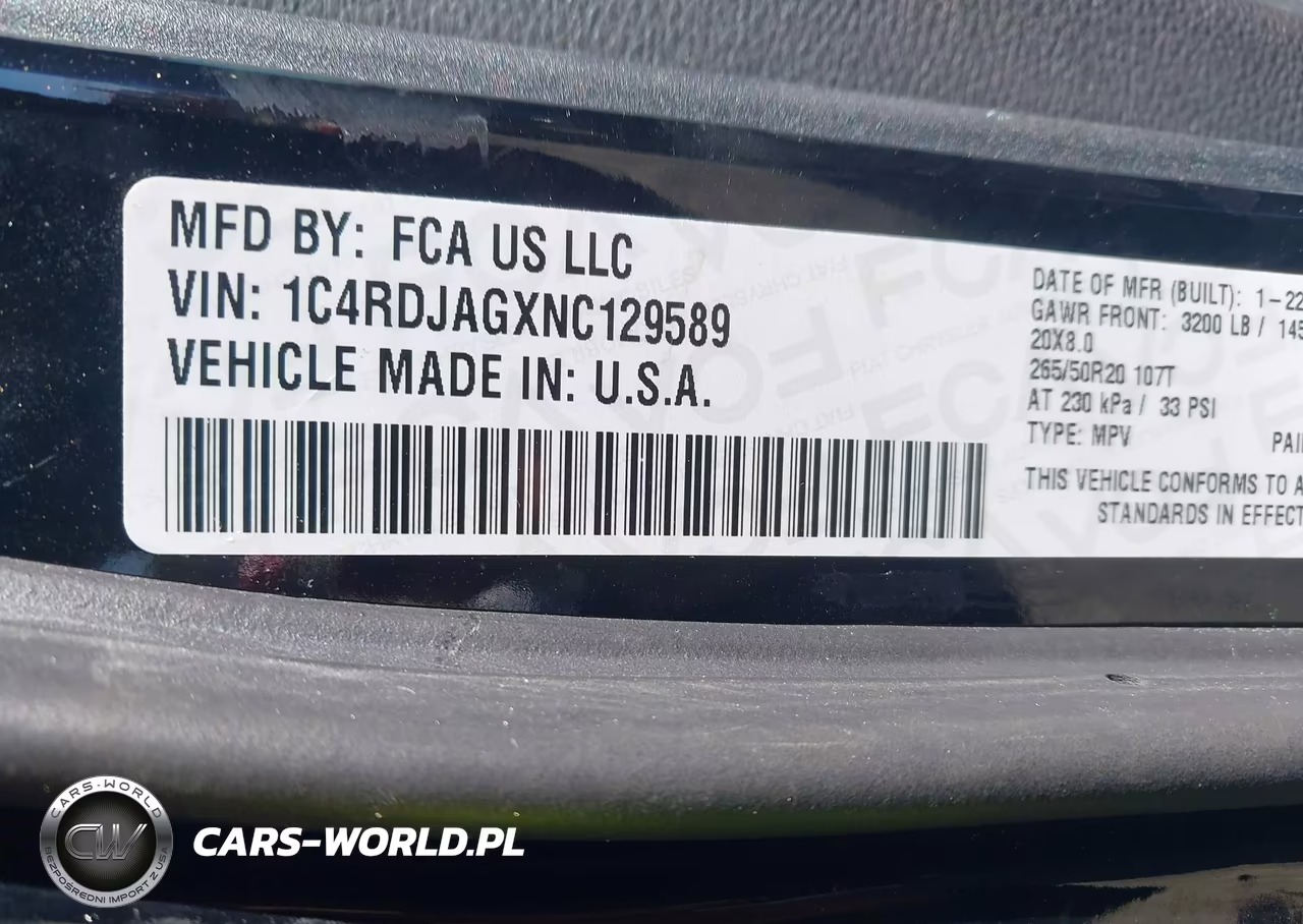 2022 Dodge Durango Sxt Awd VIN:1C4RDJAGXNC129589 - 9