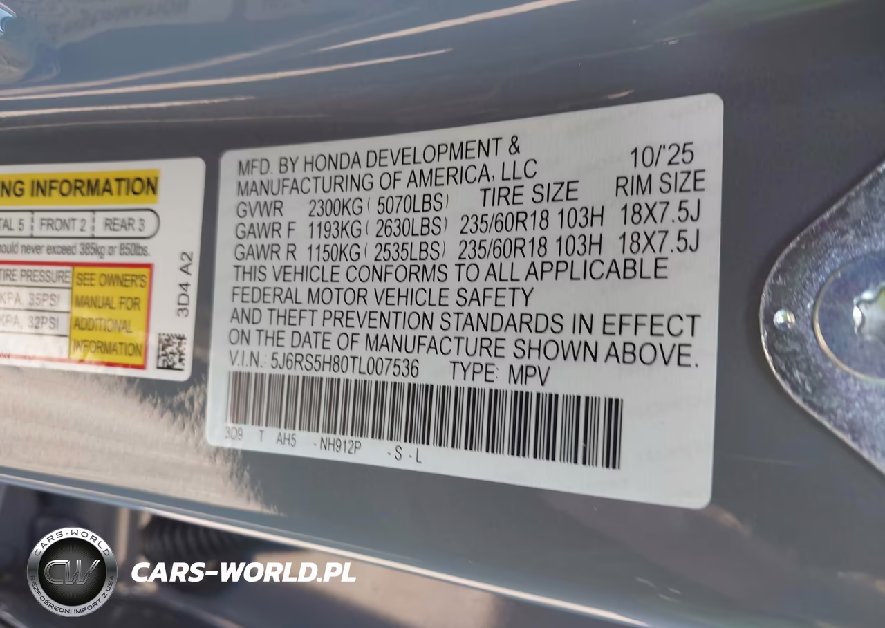 2026 Honda Cr-V Hybrid 2Wd Sport-L VIN:5J6RS5H80TL007536 - 9