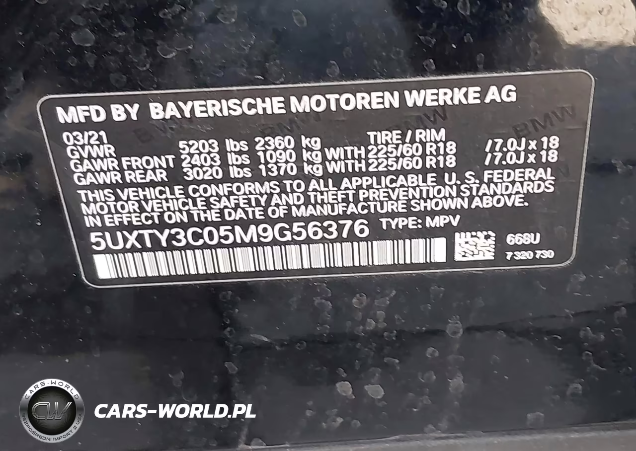 2021 BMW X3 Sdrive30I VIN:5UXTY3C05M9G56376 - 9