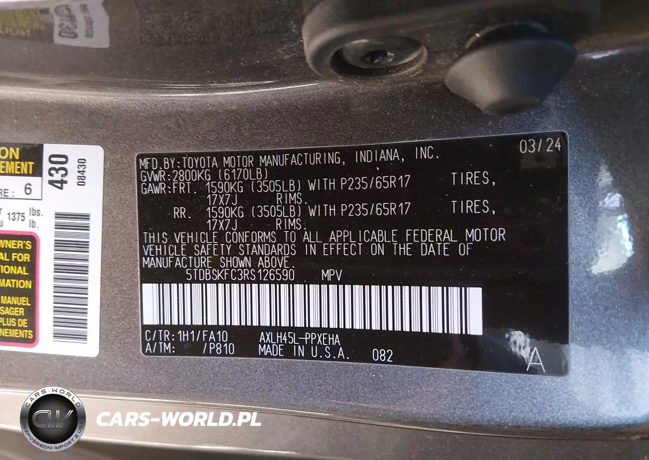 2024 Toyota Sienna Le VIN:5TDBSKFC3RS126590 - 9