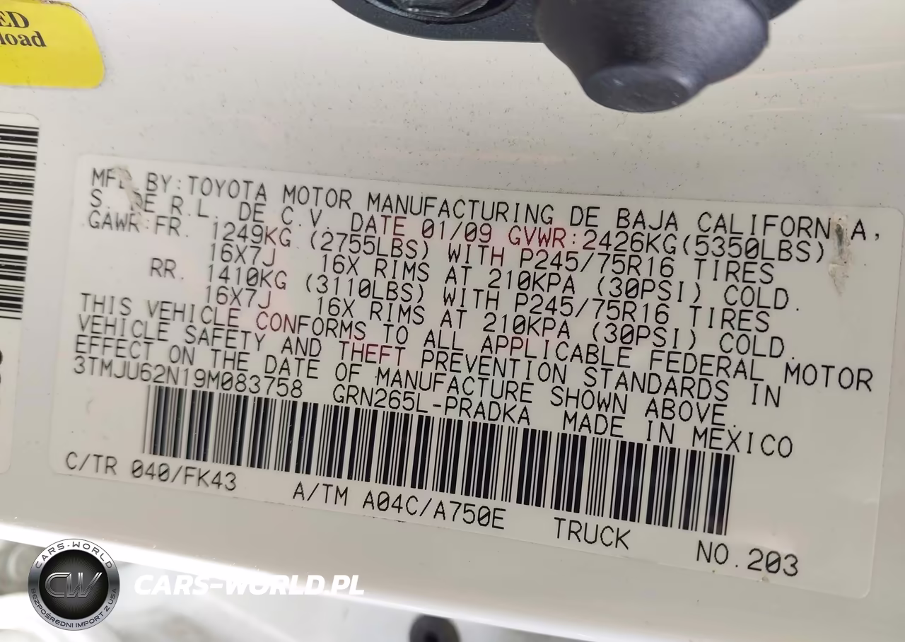 2009 Toyota Tacoma Prerunner V6 VIN:3TMJU62N19M083758 - 9