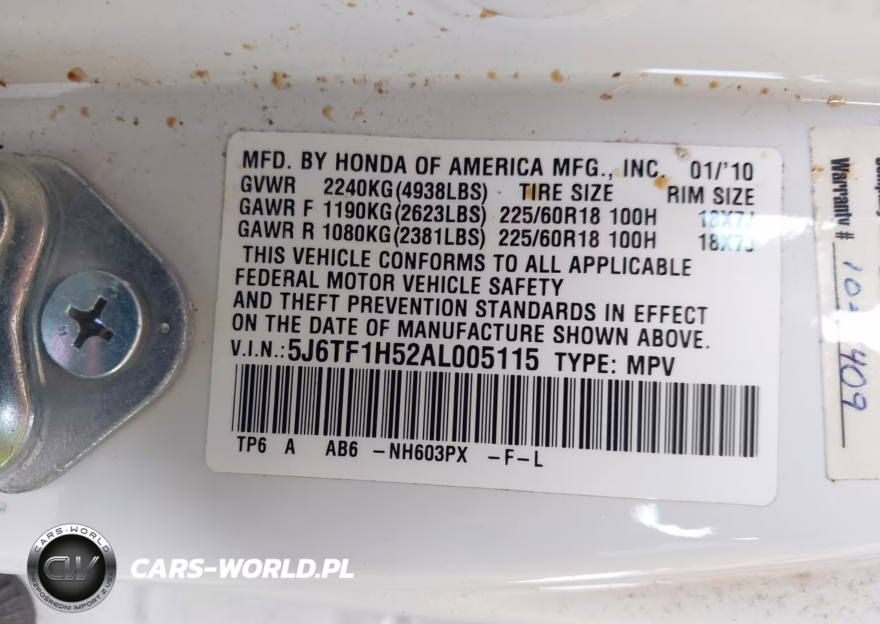 2010 Honda Accord Crosstour Ex-L VIN:5J6TF1H52AL005115 - 9