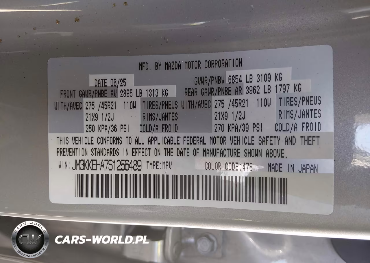 2025 Mazda Cx-90 Phev Premium Plus Package VIN:JM3KKEHA7S1256489 - 9