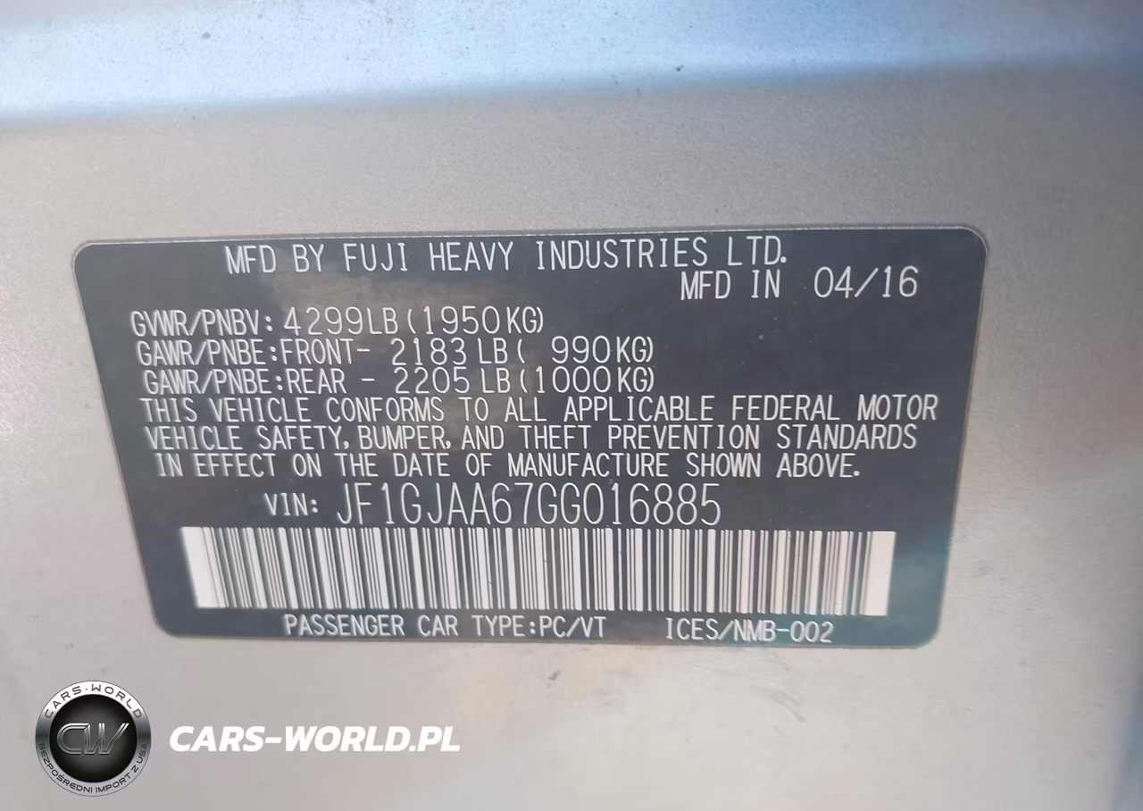 2016 Subaru Impreza 2.0I VIN:JF1GJAA67GG016885 - 9