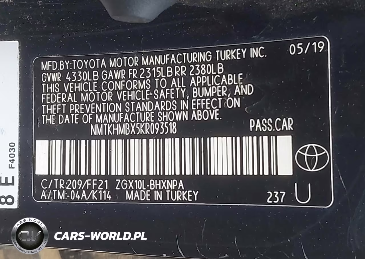 2019 Toyota C-Hr Xle VIN:NMTKHMBX5KR093518 - 9