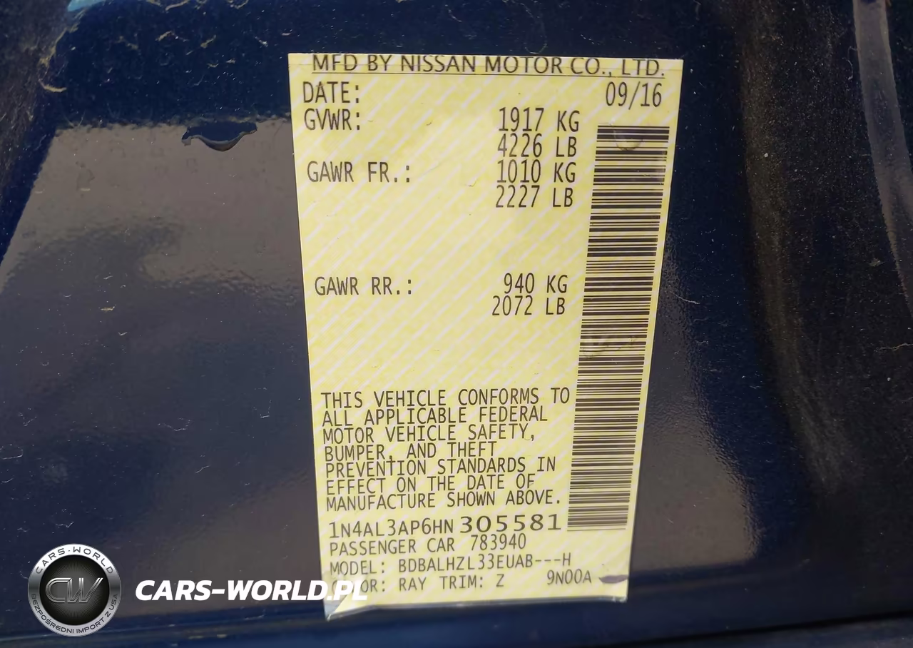 2017 Nissan Altima 2.5 Sr VIN:1N4AL3AP6HN305581 - 9