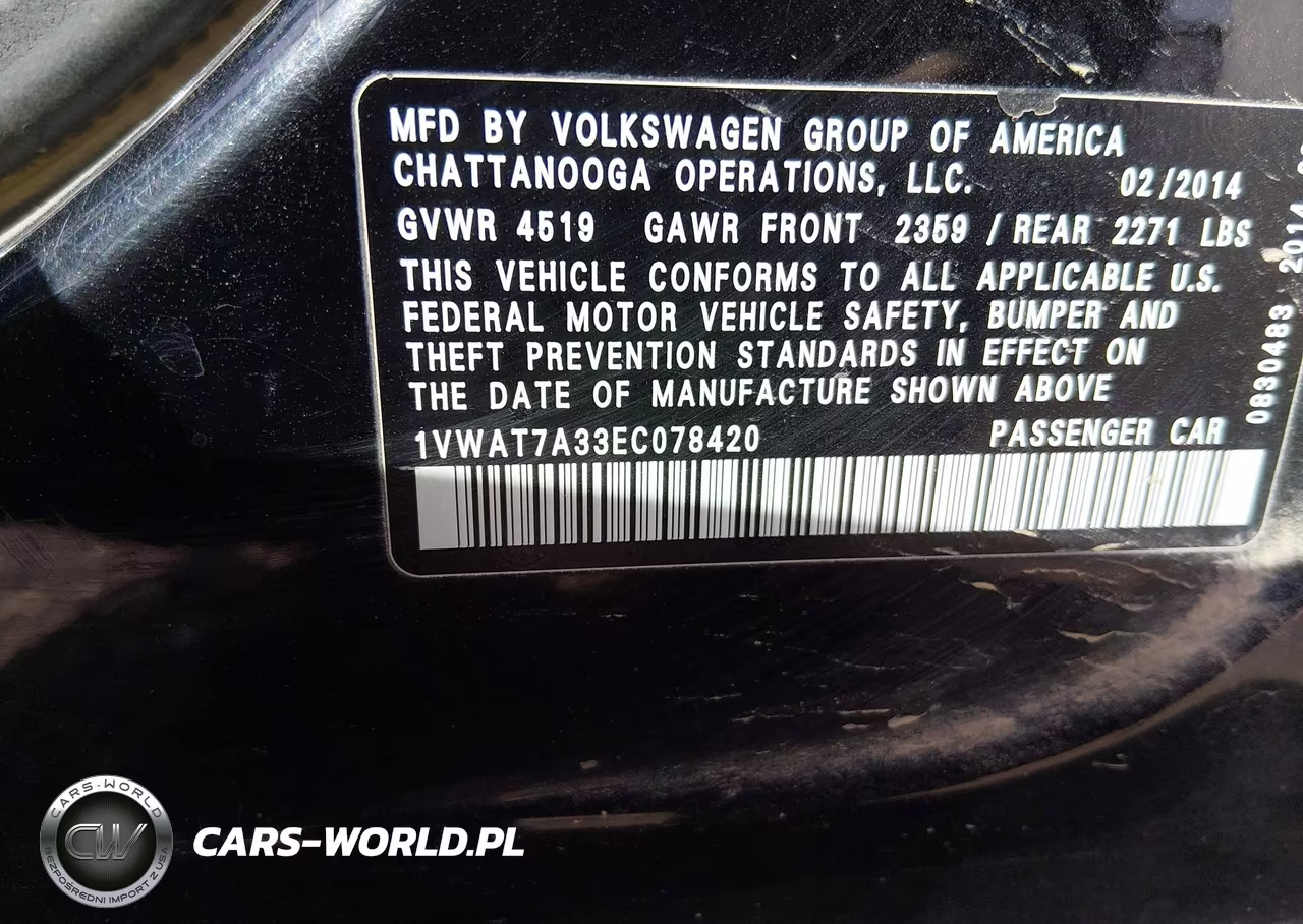 2014 Volkswagen Passat 1.8T Wolfsburg Edition VIN:1VWAT7A33EC078420 - 9