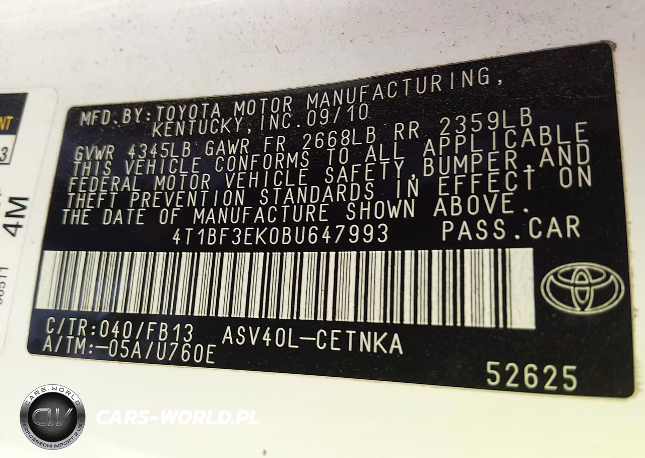2011 Toyota Camry Le VIN:4T1BF3EK0BU647993 - 9