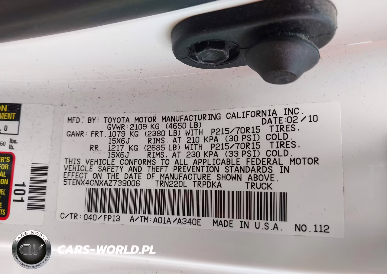 2010 Toyota Tacoma VIN:5TENX4CNXAZ739006 - 9