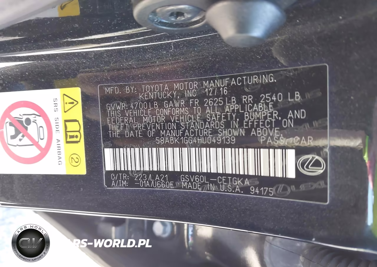 2017 Lexus Es 350 VIN:58ABK1GG4HU049139 - 9