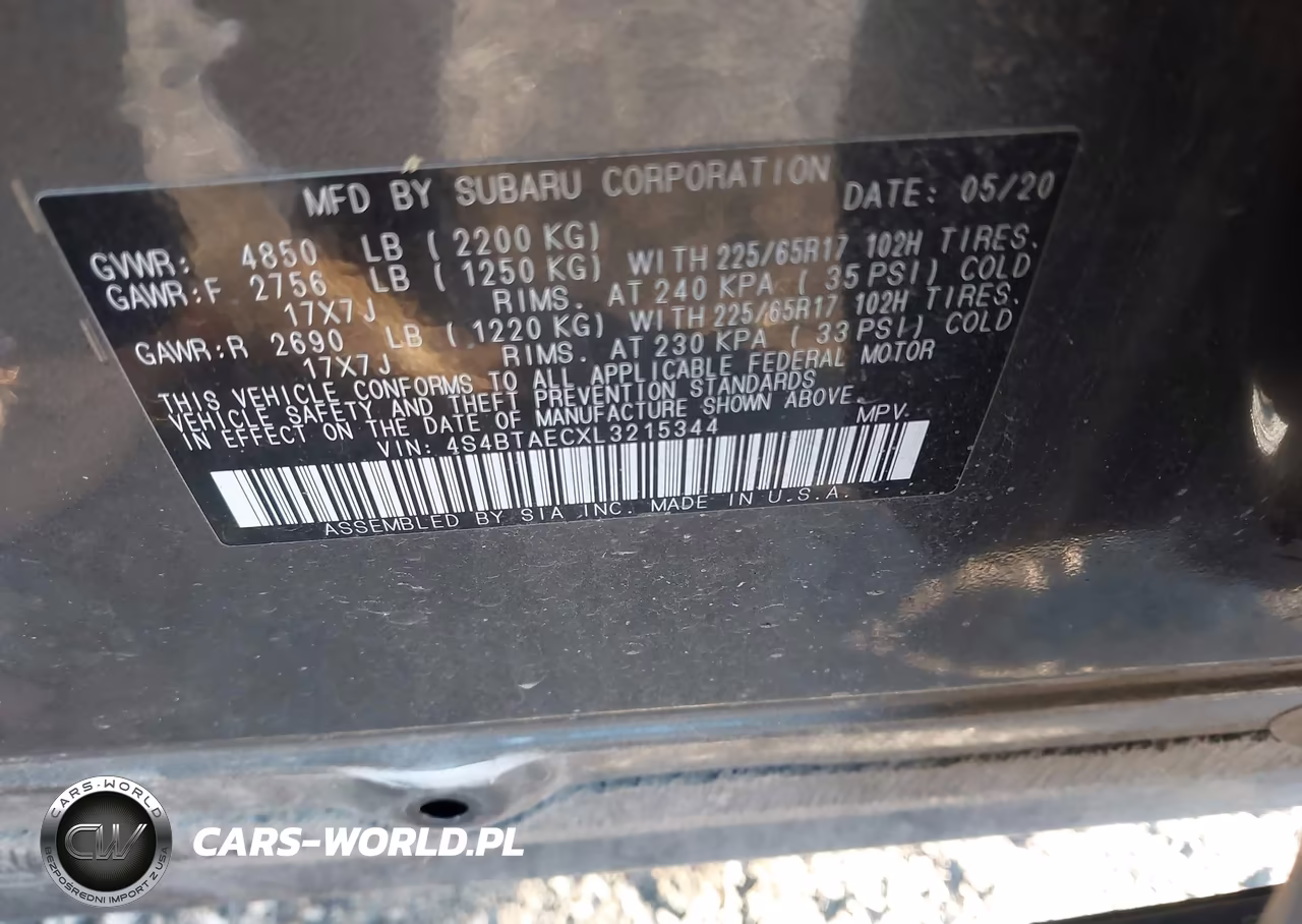 2020 Subaru Outback Premium VIN:4S4BTAECXL3215344 - 9