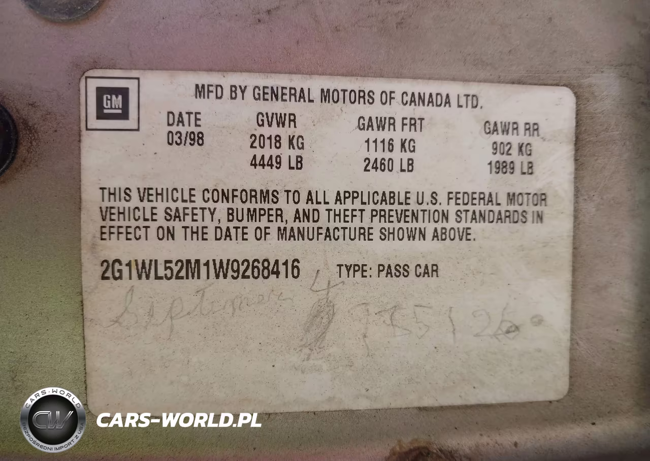 1998 Chevrolet Lumina Ls VIN:2G1WL52M1W9268416 - 9