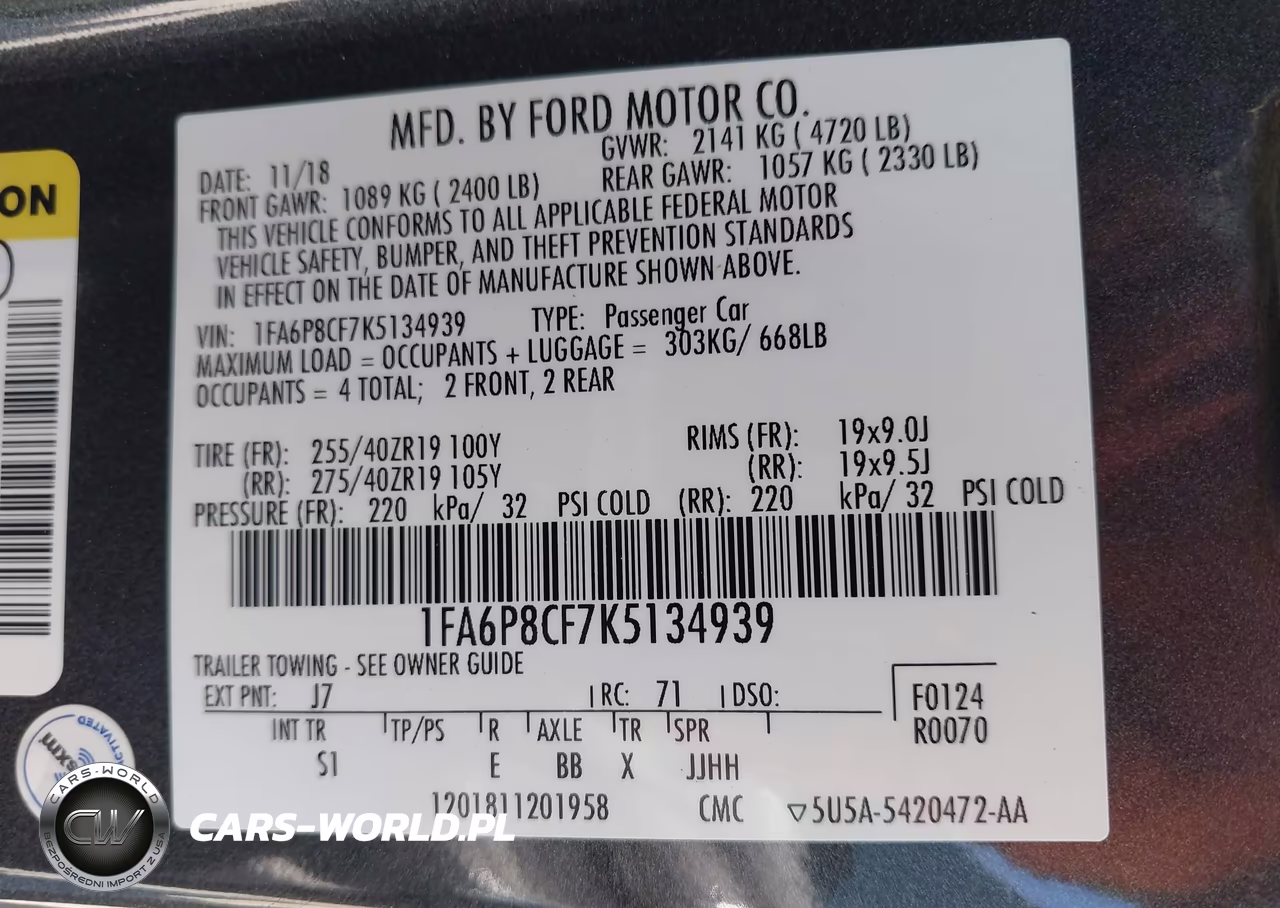 2019 Ford Mustang Gt Premium VIN:1FA6P8CF7K5134939 - 9