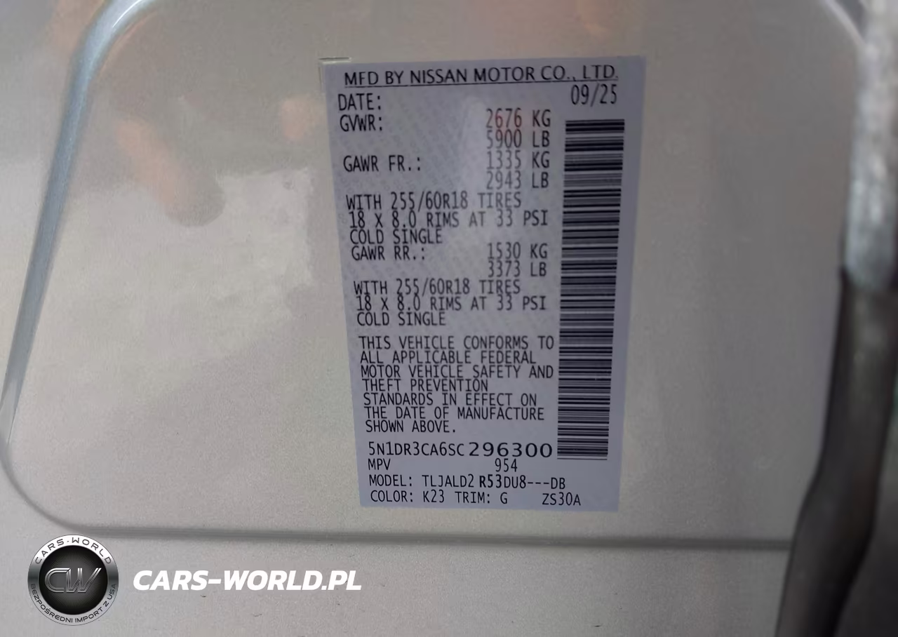 2025 Nissan Pathfinder Sl Fwd VIN:5N1DR3CA6SC296300 - 9