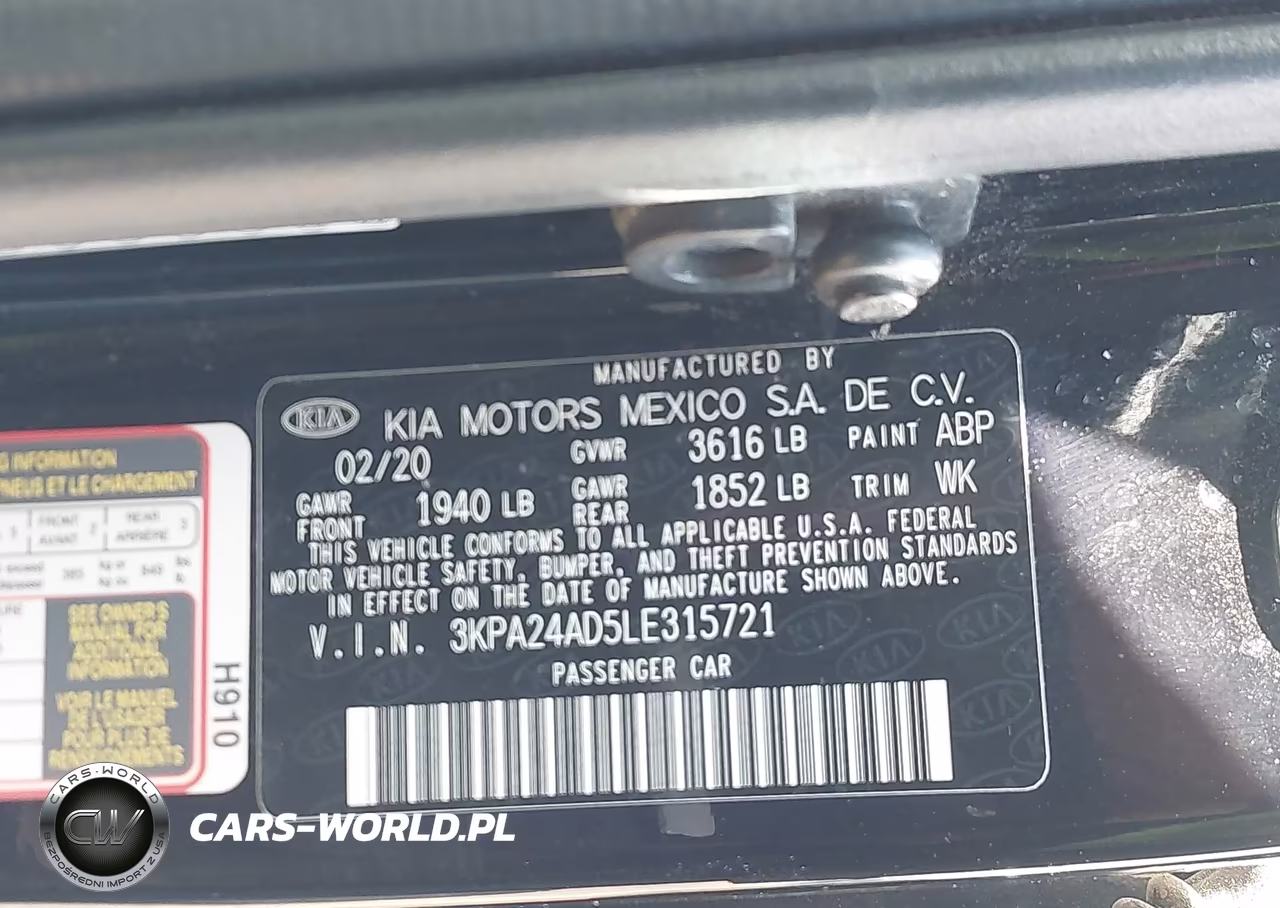 2020 Kia Rio Lx VIN:3KPA24AD5LE315721 - 9