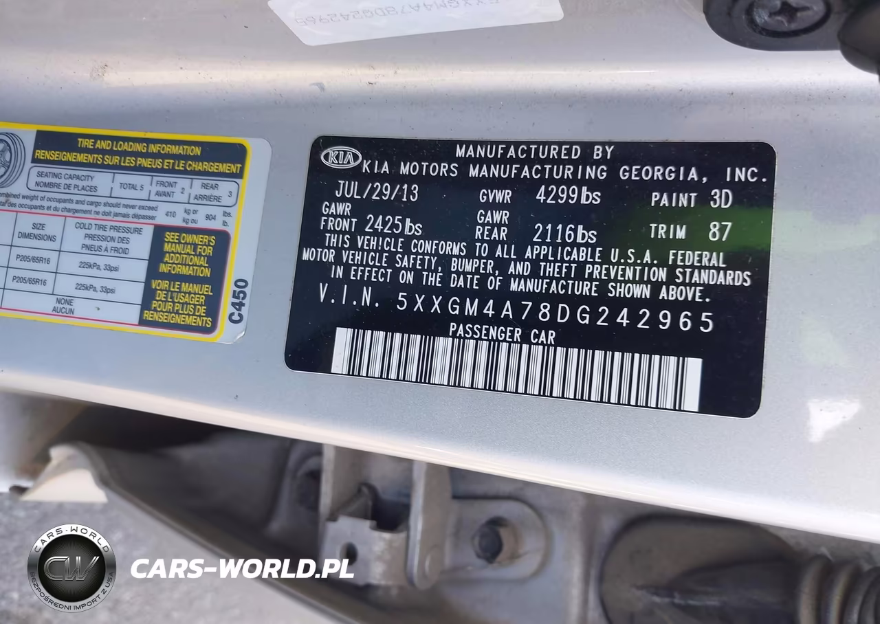 2013 Kia Optima Lx VIN:5XXGM4A78DG242965 - 9