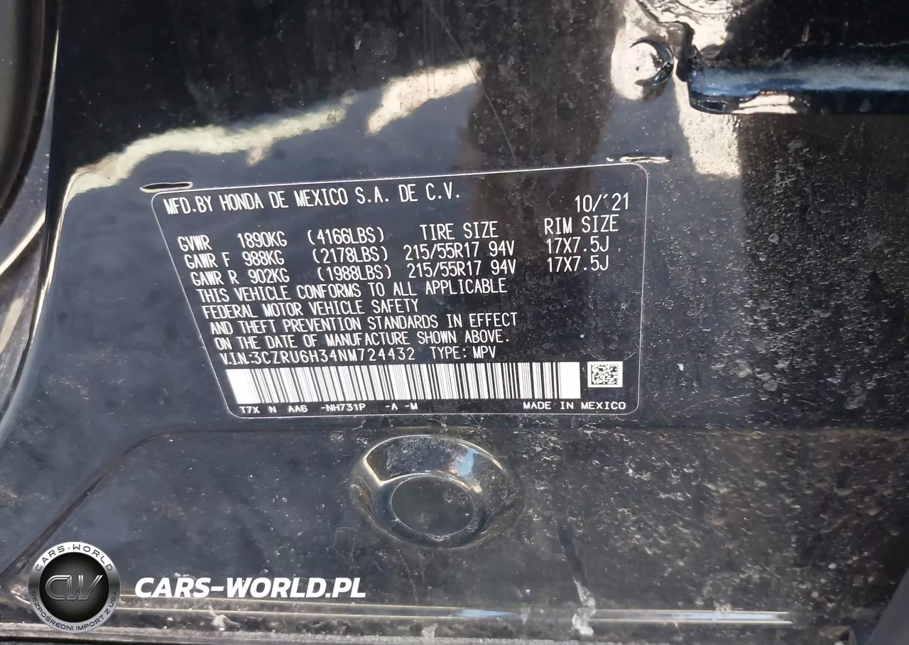 2022 Honda Hr-V Awd Lx VIN:3CZRU6H34NM724432 - 9