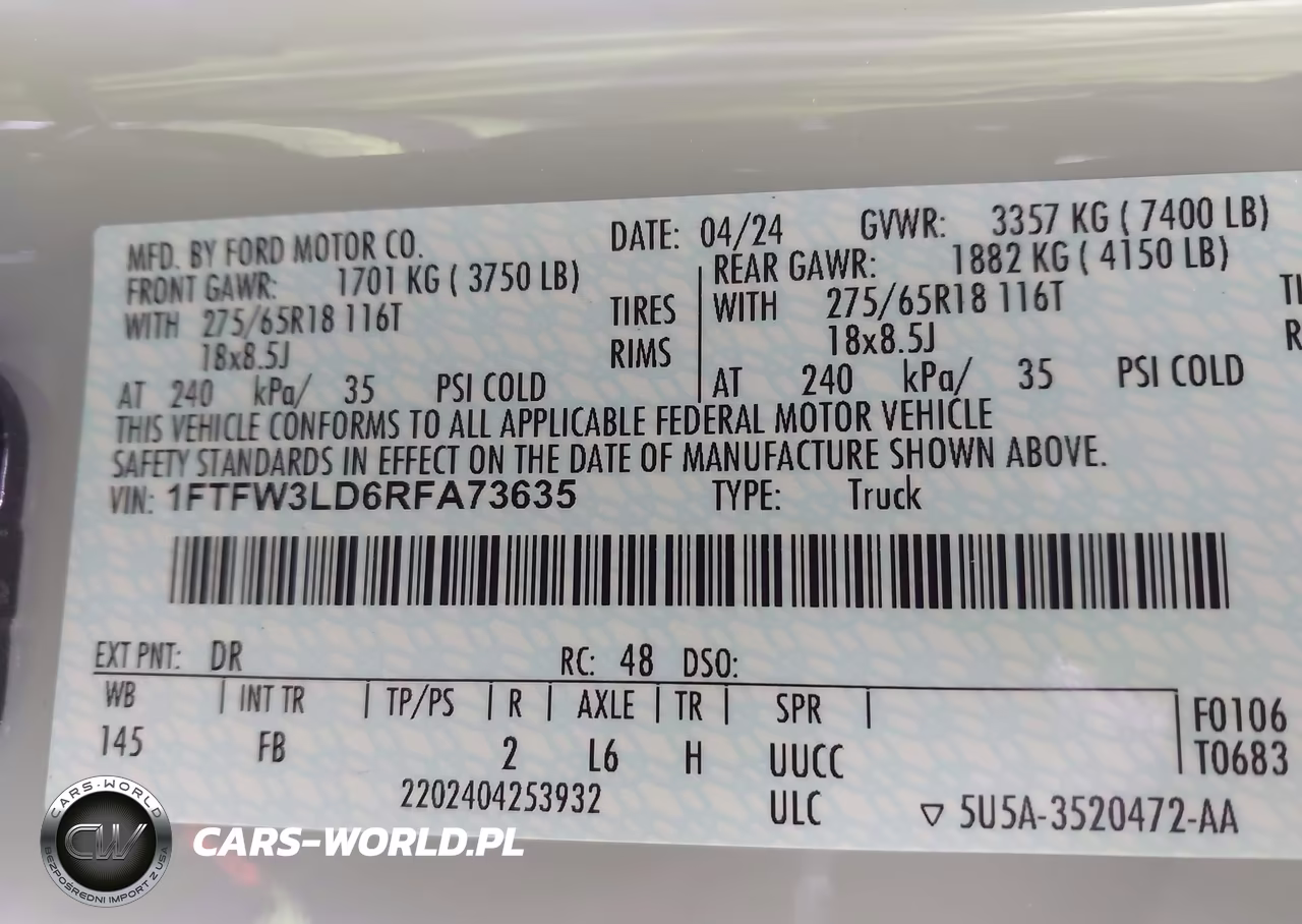 2024 Ford F-150 Xlt VIN:1FTFW3LD6RFA73635 - 9
