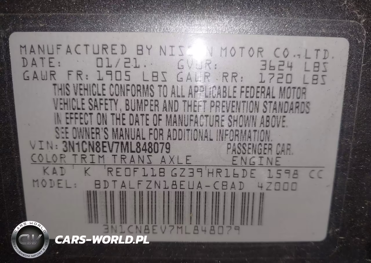 2021 Nissan Versa Sv Xtronic Cvt VIN:3N1CN8EV7ML848079 - 9