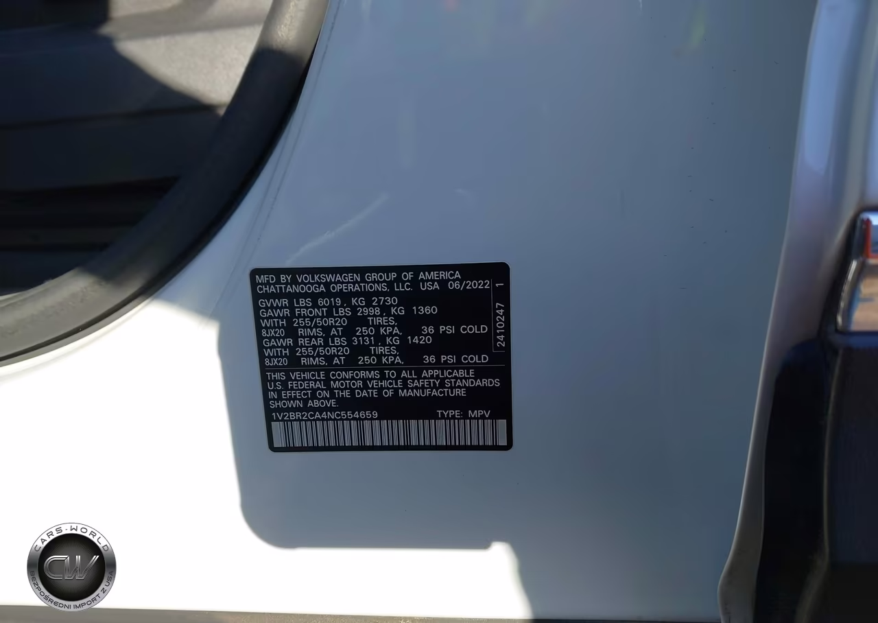 2022 Volkswagen Atlas 3.6L V6 Sel VIN:1V2BR2CA4NC554659 - 9